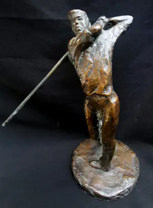 Hans Kuyper - 'Golfer' - massief bronzen beeld monogram - 23375 kopen? Bied vanaf 95!