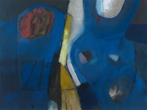 Jos Schimmer - Gouache op papier, Z.T. (Abstracte compositie met blauw) - Ingelijst (Groot) kopen? Bied vanaf 100!