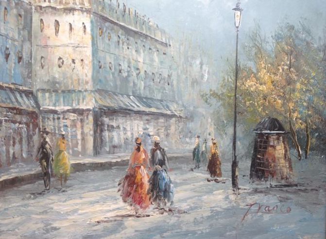 Niet of onleesbaar gesigneerd - Winters stadsgezicht Parijs kopen? Bied vanaf 1!