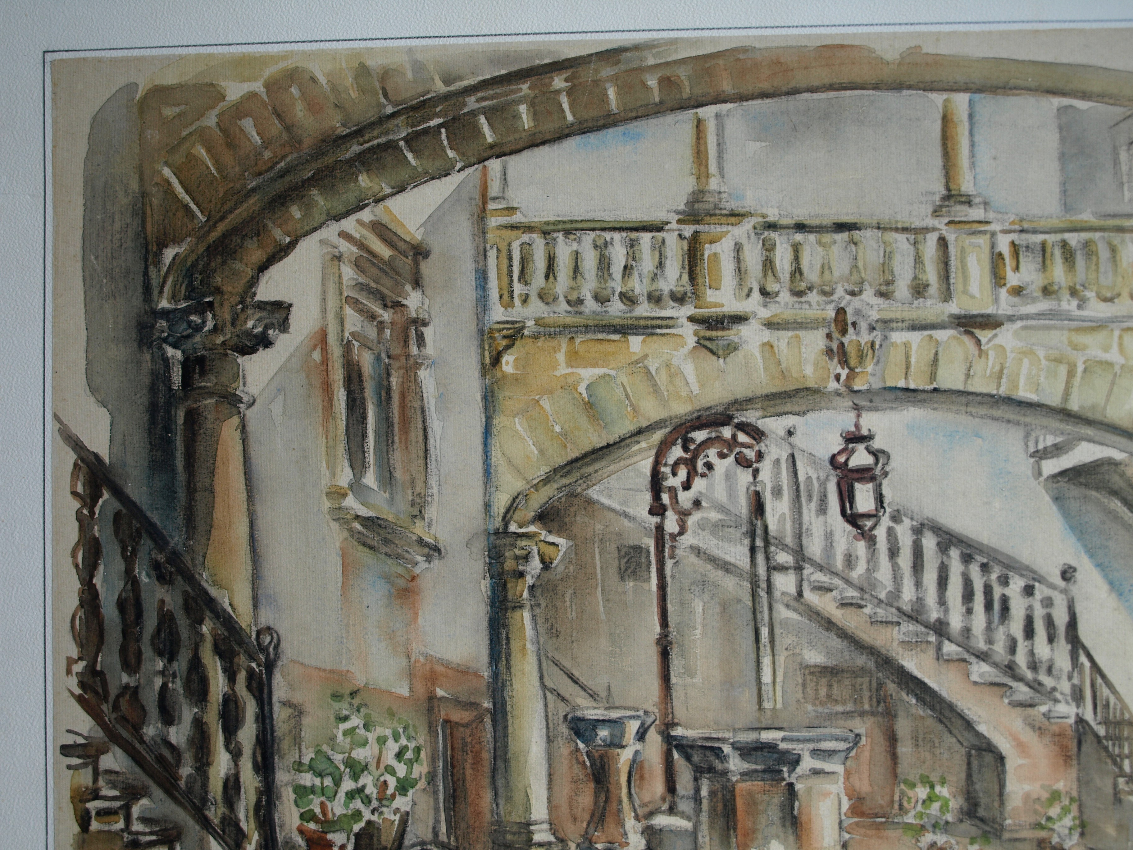 Bob Denneboom - Aquarel , Patio, Espana, Palma - ingelijst – 1958 kopen? Bied vanaf 50!