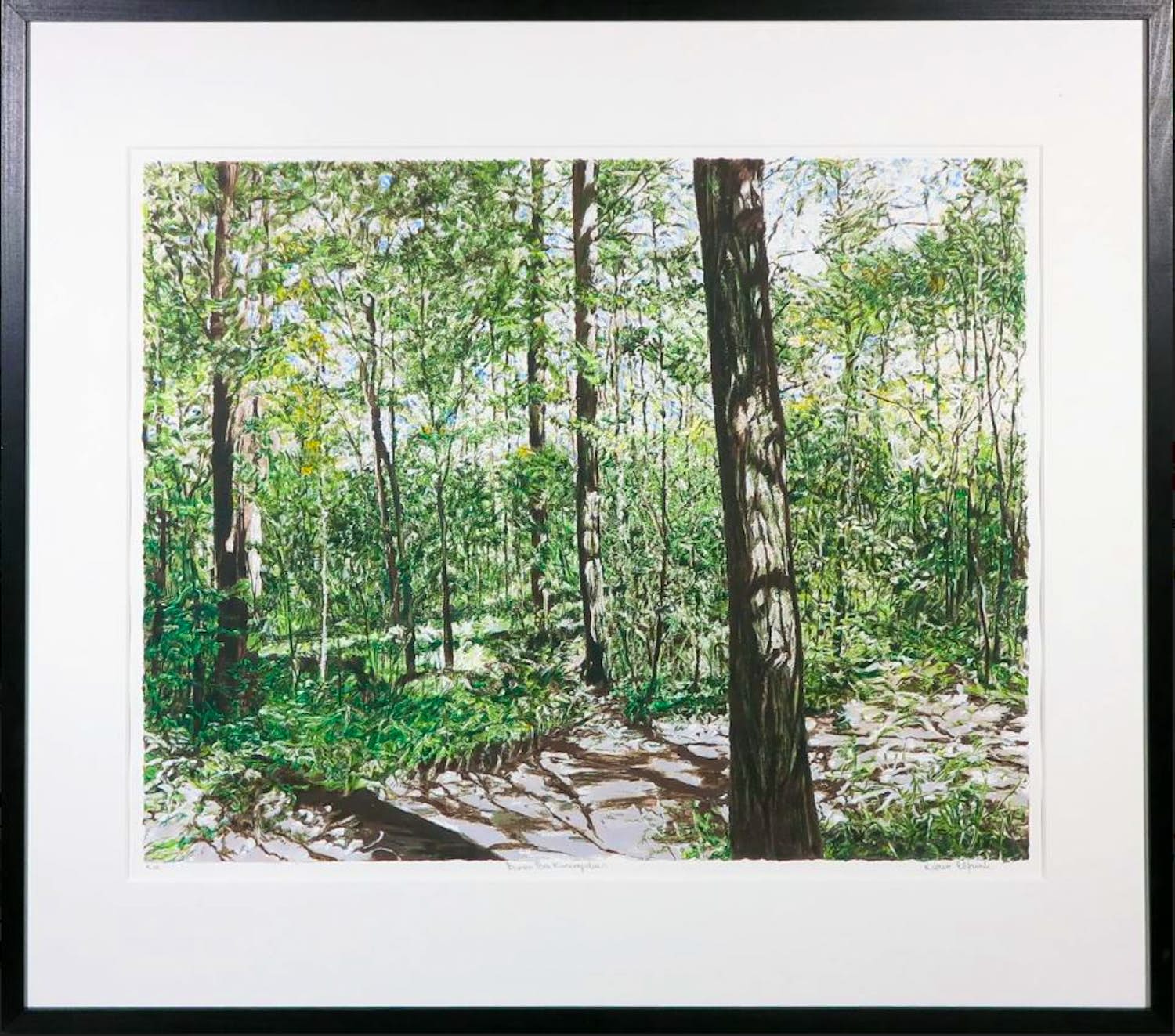 Karin Elfrink - 4039246 Zeefdruk, Bomen Bos Koningsduin - Ingelijst verkocht voor € 60!