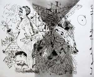 Lucebert - Ets: Lof der vetzucht - 1975 verkocht voor € 199!