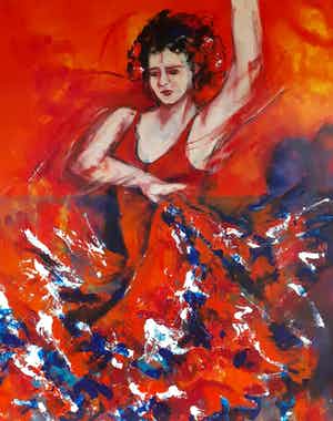 Anke Peddemors - flamenco 80x100cm nr15 verkocht voor € 75!