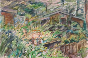 Jan Sluijters (jr.) - Aquarel, Huisjes in het groen kopen? Bied vanaf 60!