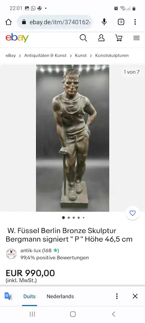 Brons (Onbekend) - Monogram P, bronsgieterij W. Füssel Berlin. kopen? Bied vanaf 300!