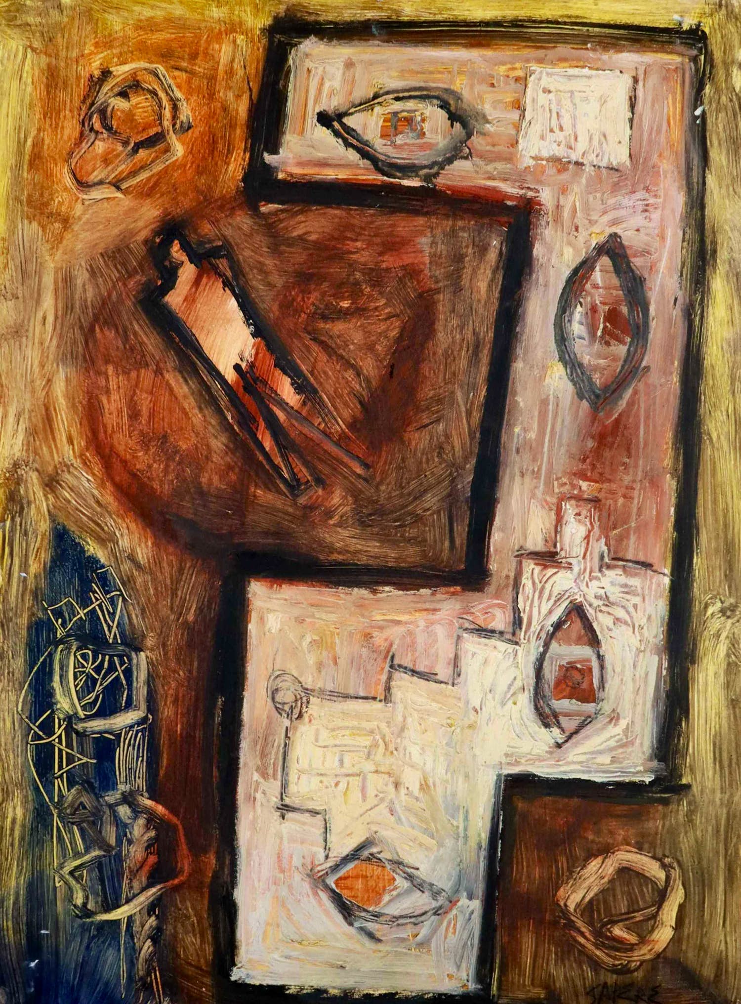 Horacio Sapere - Gemengde techniek op papier, En el fondo del sueño verkocht voor € 1!