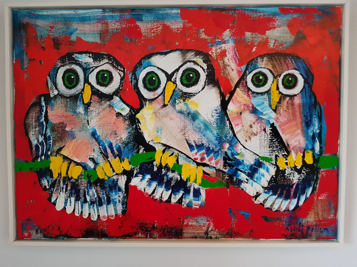 Rudi Pillen - Uilen klleurrijkorigineel verkocht voor € 500!