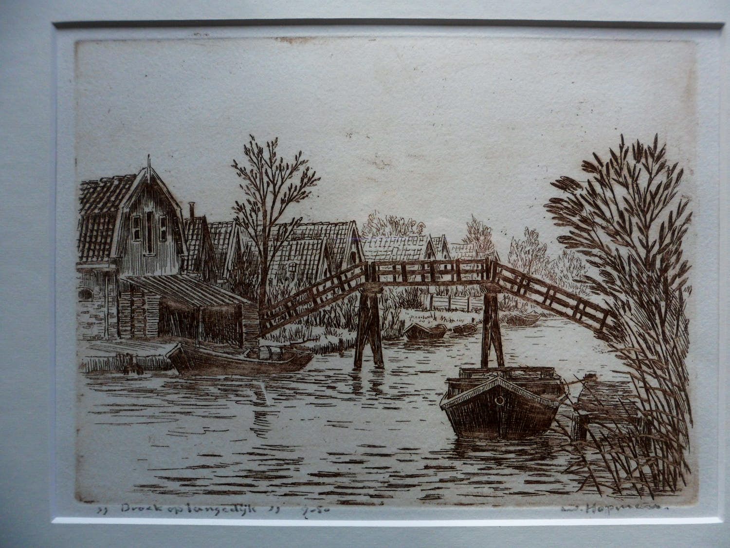 Willem Hopman - Ets, Zicht op Broek op Langedijk. verkocht voor € 35!