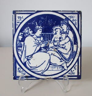 Minton & Co - Antieke blauw witte tegel - De Drie Koningen en het kindeke Jezus kopen? Bied vanaf 1!