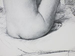 Niet of onleesbaar gesigneerd - Zittend Naakt - Monogram M.E. - Litho kopen? Bied vanaf 1!