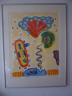 Keimpe Kootstra - Zeefdruk, Titel, "Het gesprek van de dag I ". kopen? Bied vanaf 35!