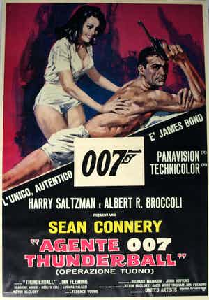Italiaans filmaffiche : James Bond 007 , Thunderball , Sean Connery - 1965 verkocht voor € 1!