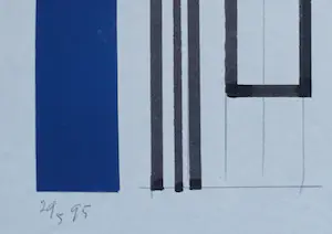 AcheterSiep van den Berg - #COMPOSITIE MET BLAUW# 1995, tekening + collage? Enchérissez de 65!