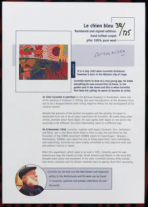 Corneille - Handgeknoopt scheerwollen kleed, Le chien bleu + Certificaat (Zeer groot) kopen? Bied vanaf 1!