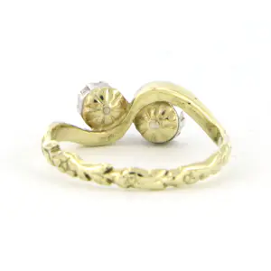 14k goud met zilver slagring met roos geslepen diamant 0.20 ct - rm 16.5 kopen? Bied vanaf 200!