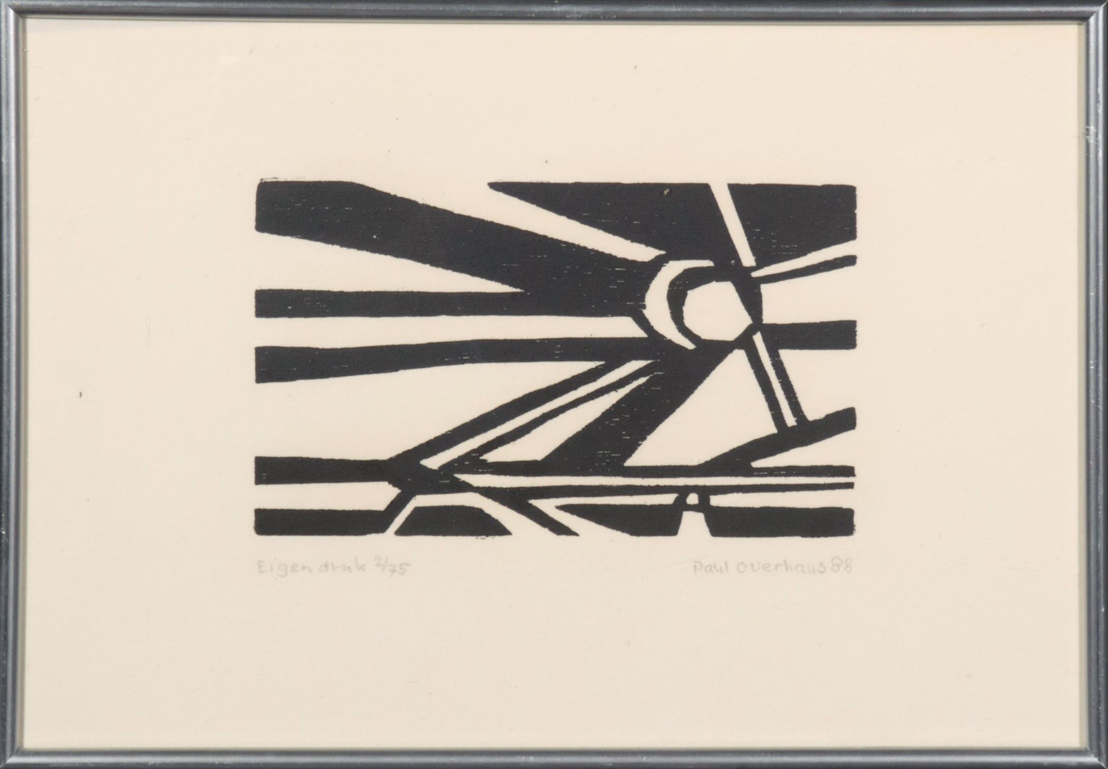 Paul Overhaus - Houtsnede, Zonder titel - Ingelijst kopen? Bied vanaf 1!