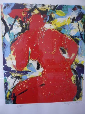 Nic Jonk - Zeefdruk. Titel, "Vrouw". kopen? Bied vanaf 120!