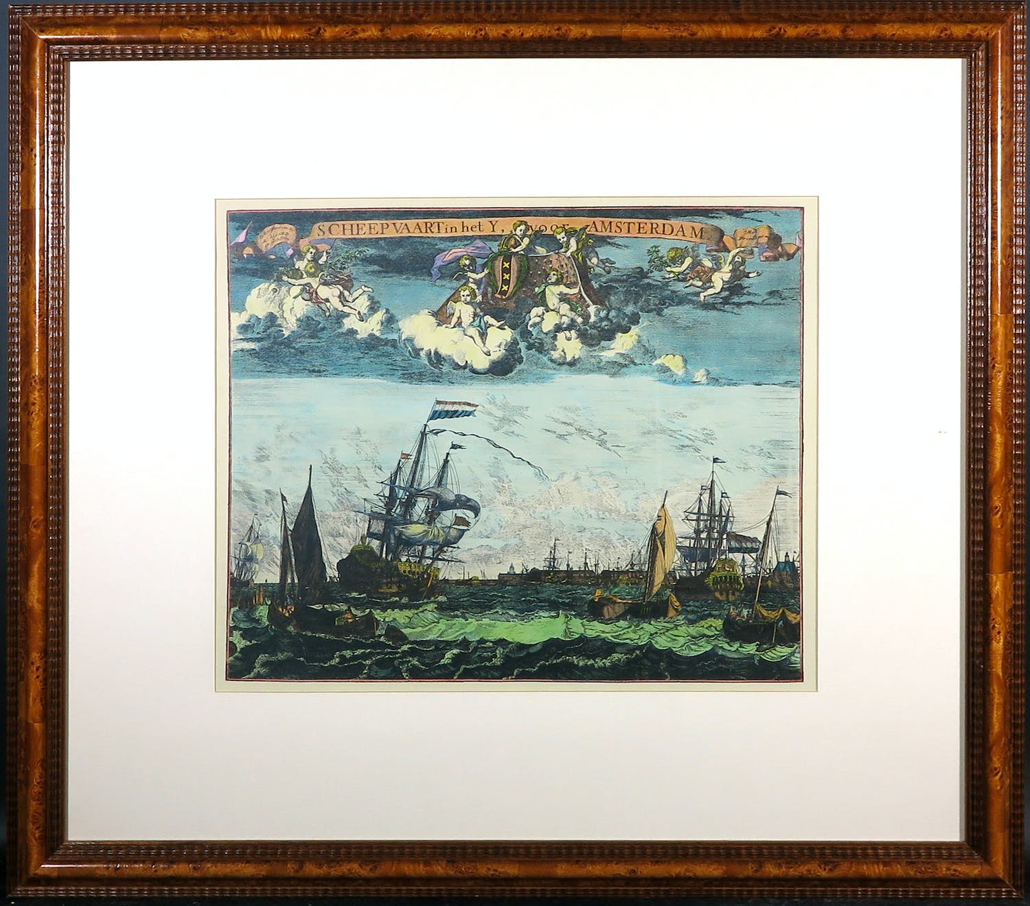 Abraham Allard - Scheepvaart in 't Y, voor Amsterdam - Ingelijst verkocht voor € 1!