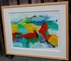 Jan Cremer - Ingelijste olieverf op papier: abstracte compositie - 2002(nette lijst!) kopen? Bied vanaf 2499!