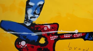 Herman Brood - Grote zeefdruk: Guitarman kopen? Bied vanaf 495!