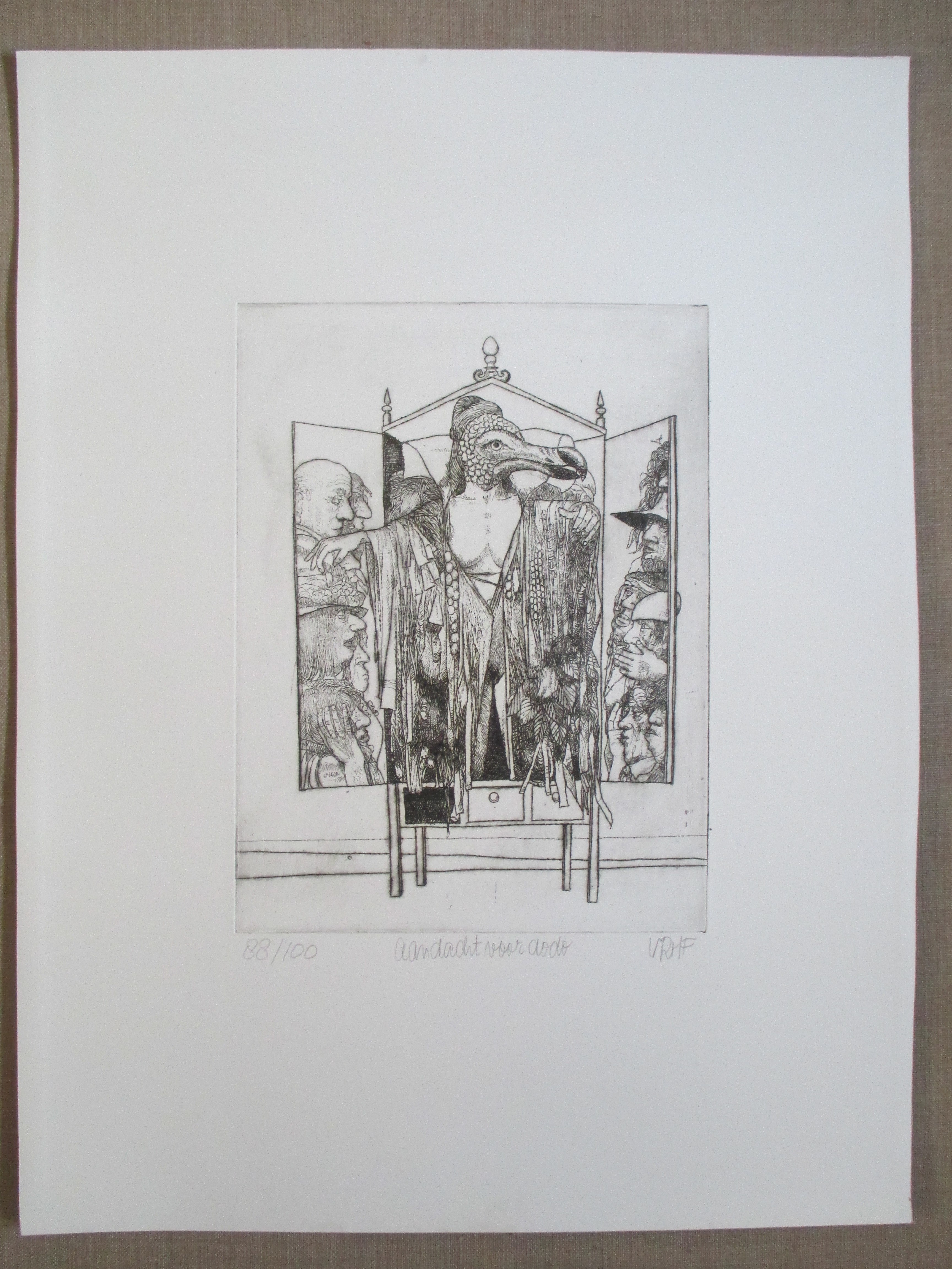 Gradus Verhaaf - Ets "Aandacht voor dodo" 1977 kopen? Bied vanaf 25!