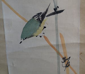 Niet of onleesbaar gesigneerd - Japanse of Chinese scroll, “Kleine vogel” - Aquarelverf op papier, 19e Eeuw kopen? Bied vanaf 10!