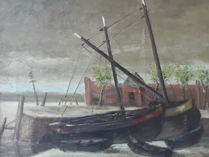 Niet of onleesbaar gesigneerd - Havenzicht - Boten aan de Steiger kopen? Bied vanaf 1!