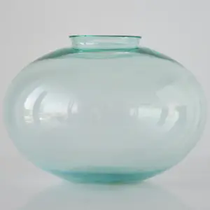 Andries Dirk Copier - Ovaal meerblauw Leerdamglas vaasje - Geëtst monogram - 1929 kopen? Bied vanaf 125!