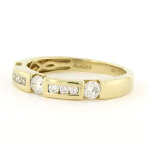 14k geel gouden ring bezet met briljant geslepen diamant tot. 0.50ct kopen? Bied vanaf 500!