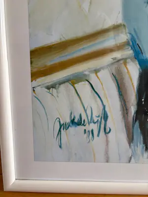 Jack de Rijk - kleurrijke vrouw op bankje kopen? Bied vanaf 75!