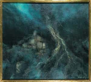 Juan Sala Santonja - Olieverf met structuur op doek, Gebastraheerd stadsgezicht - Ingelijst (Groot) verkocht voor € 1!