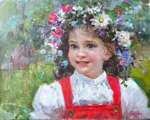 Vladimir Goussev - Portret van een meisje kopen? Bied vanaf 400!