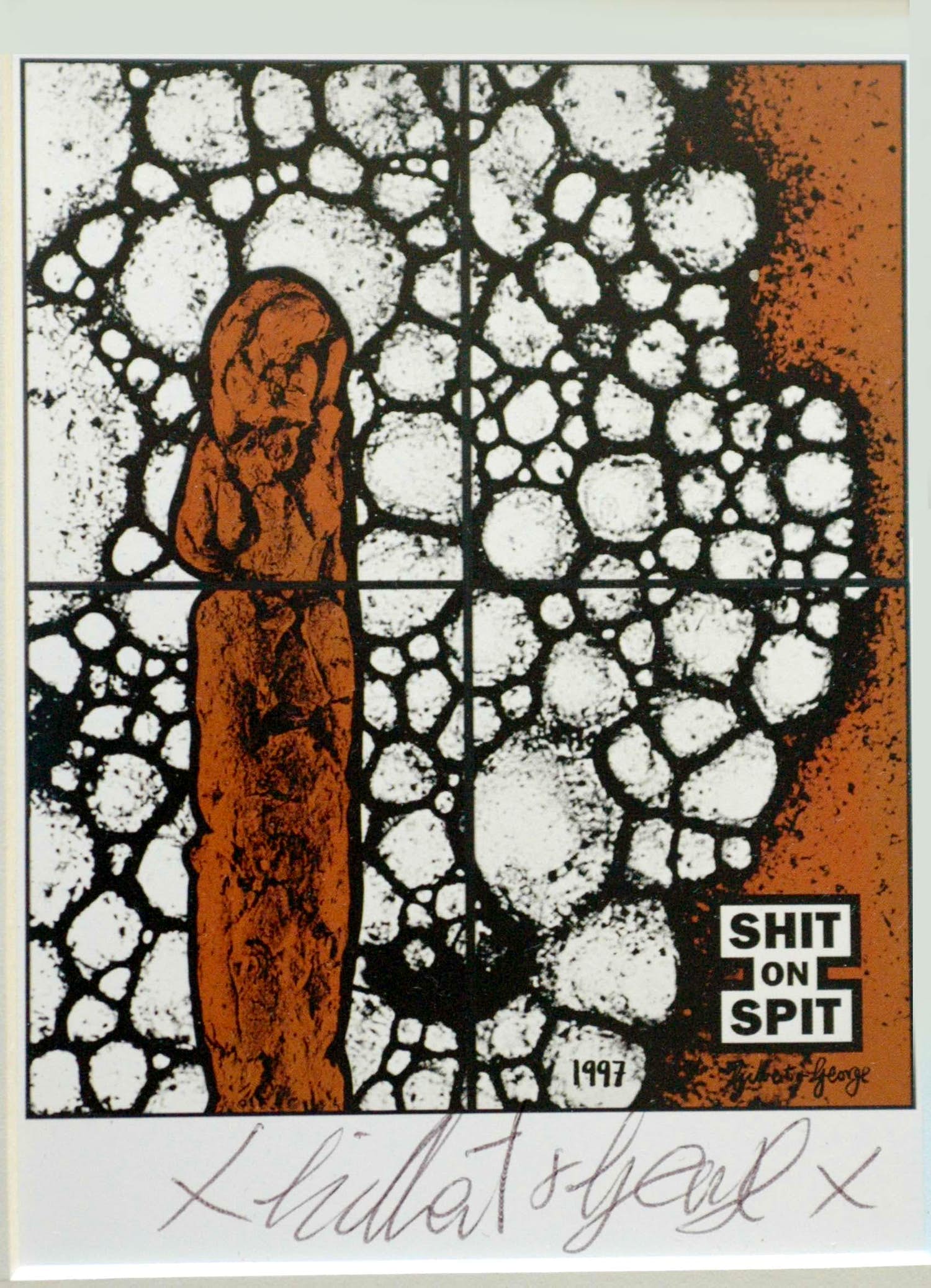 Gilbert & George - Project - Shit on Spit - 1997 - artcard handgesigneerd -ready to frame kopen? Bied vanaf 39!