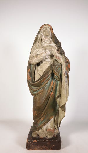 Heiligenbeeld - Groot terracotta beeld van de Heilige Elizabeth kopen? Bied vanaf 40!