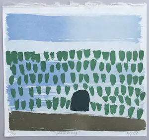 Klaas Gubbels - litho op handgeschept papier 'Gat in de heg' - 2007 kopen? Bied vanaf 145!