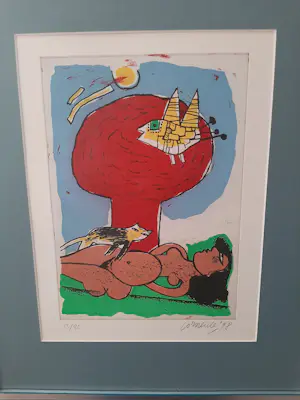 Corneille - Ets en Aquatint, Naakt met kat en vogel kopen? Bied vanaf 275!