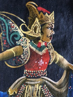 Niet of onleesbaar gesigneerd - Balinese dansers (2 schilderijen m/v) kopen? Bied vanaf 1!