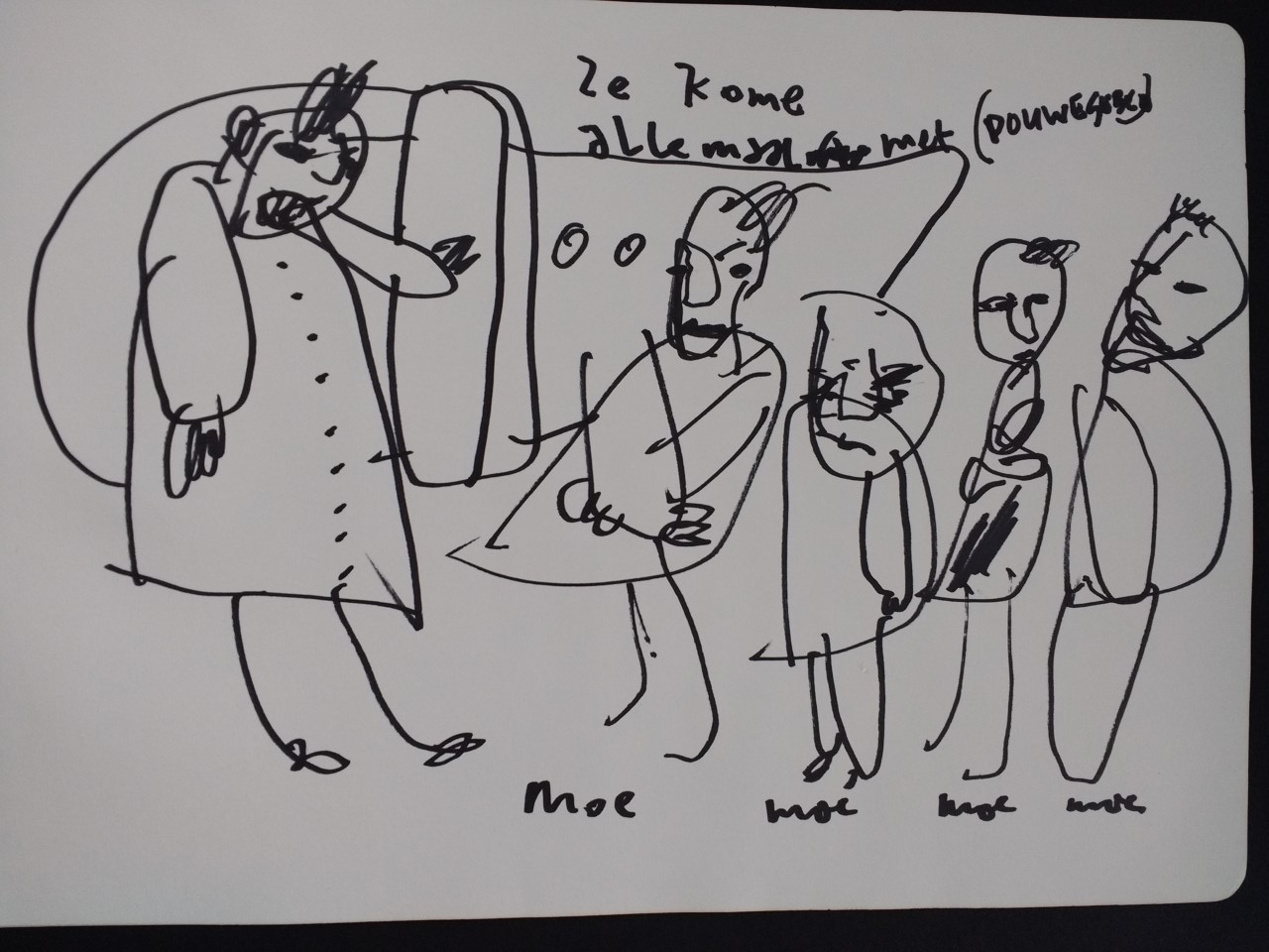 Herman Brood - Tekening uit 1991, moe moe moe, ingelijst + HBM certificaat verkocht voor € 180!