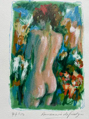 Annemarie de Groot - Cassette 4 verschillende zeefdrukken - Naakt in de tuin kopen? Bied vanaf 50!