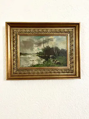 Martinus Leonardus Middelhoek - Koeien in het gras aan de waterkant kaufen? Bieten Sie von 75!