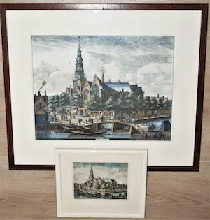 AcheterCarel Allard - Amsterdam, de Oude Kerk - 17e/18e eeuwse gravure in kleur, zeldzaam +extra werk+? Enchérissez de 95!