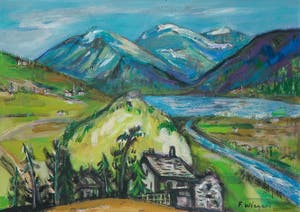 Frans Wiegers - Olieverf op doek, Berglandschap - Ingelijst kopen? Bied vanaf 1!