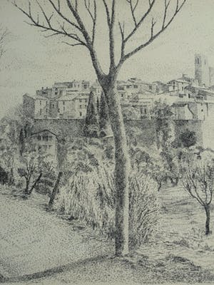 Serge Mendjisky - Grote ingelijste litho , Saint-Paul-de-Vence – met dédicace - 1982 kopen? Bied vanaf 75!