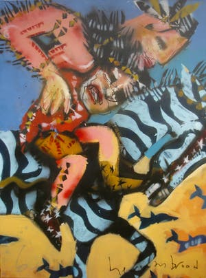 Herman Brood - handgesigneerde giclee op linnen: Indiaan op Zebra (120x90 cm.) kopen? Bied vanaf 400!