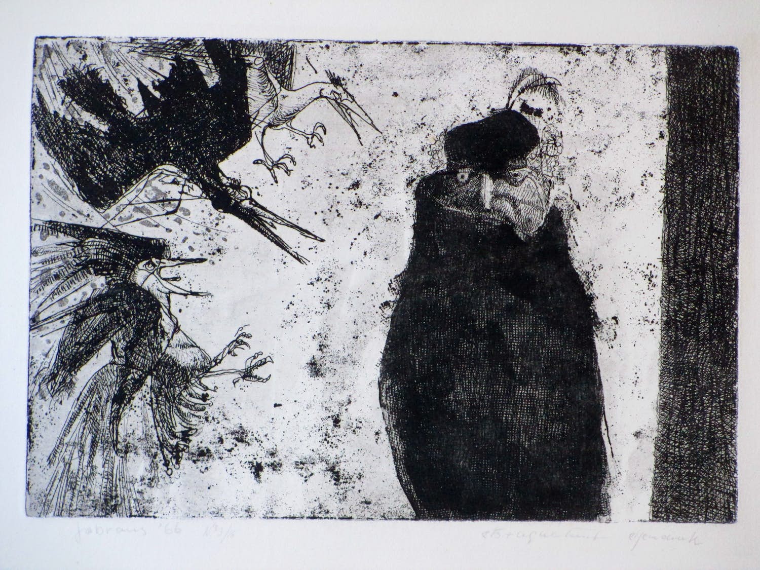 Joop Brans - 3 en de Vogelaar - Ets/aquatint verkocht voor € 35!