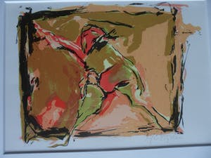 Yvonne van Eyden - Leunend Figuur - gesigneerde zeefdruk - 1987 kopen? Bied vanaf 20!