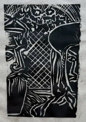 Diederick van Kleef - handgesigneerde linosnede | 'Zonder titel' | 1992 (TWEELUIK) kopen? Bied vanaf 20!