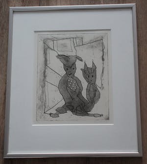 Lucebert - Ingelijste Ets: 2 figuren - 1992 kopen? Bied vanaf 250!