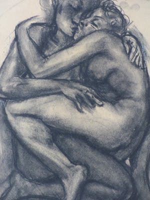 Willem van Dort - Liefdespaar - Potlood/Houtskool kopen? Bied vanaf 75!