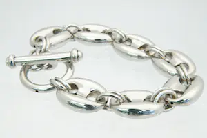 Acheter27- Forse en zo goed als nieuwe 1e gehalte Zilveren armband koffieboon schakel? Enchérissez de 60!